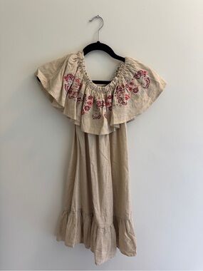 Velez embroidered floral linen blend dress